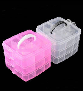 Clear Plastic Jewelry Bead Storage Box 3-Layers Container